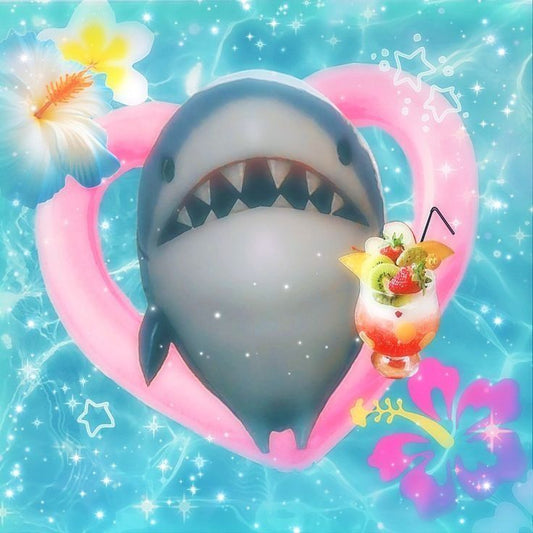 Shork inflatable floating in water